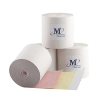 Load image into Gallery viewer, 3 ply, W/C/P, Carbonless, 3 X 65 &#39;, 50 rolls and 1 ribbon
